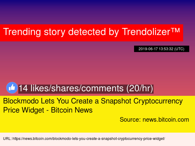Blockmodo Lets You Create A Snapshot Cryptocurrency Price Widget Snapshot Cryptocurrency Price Widget